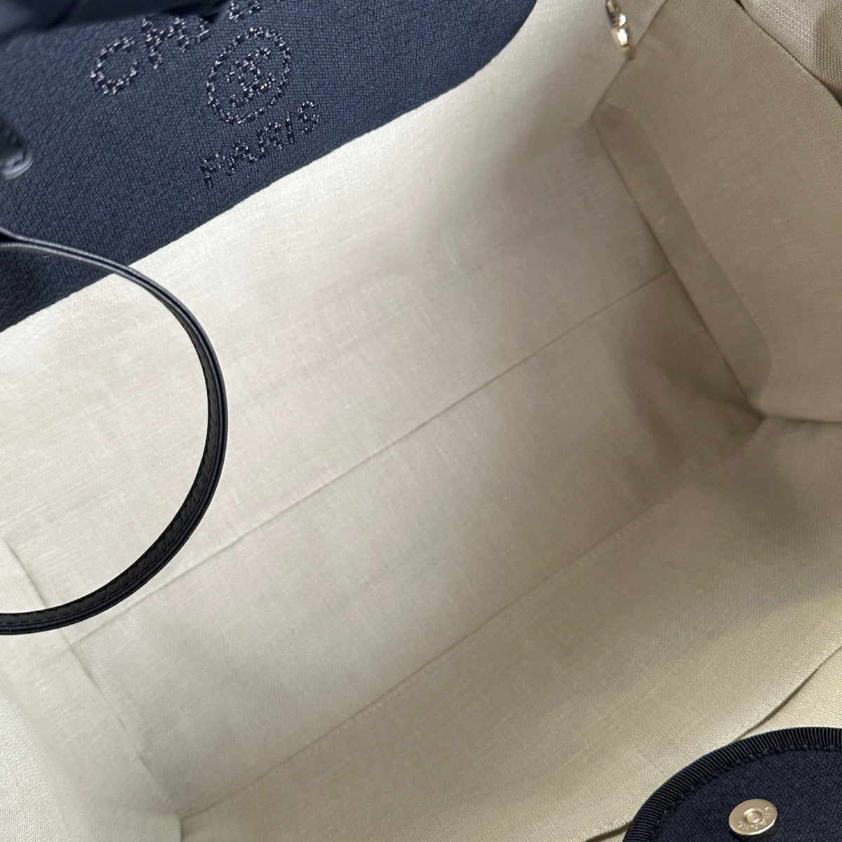 Brand New CHANEL Canvas Deauville Tote Tote Bag Black Silver