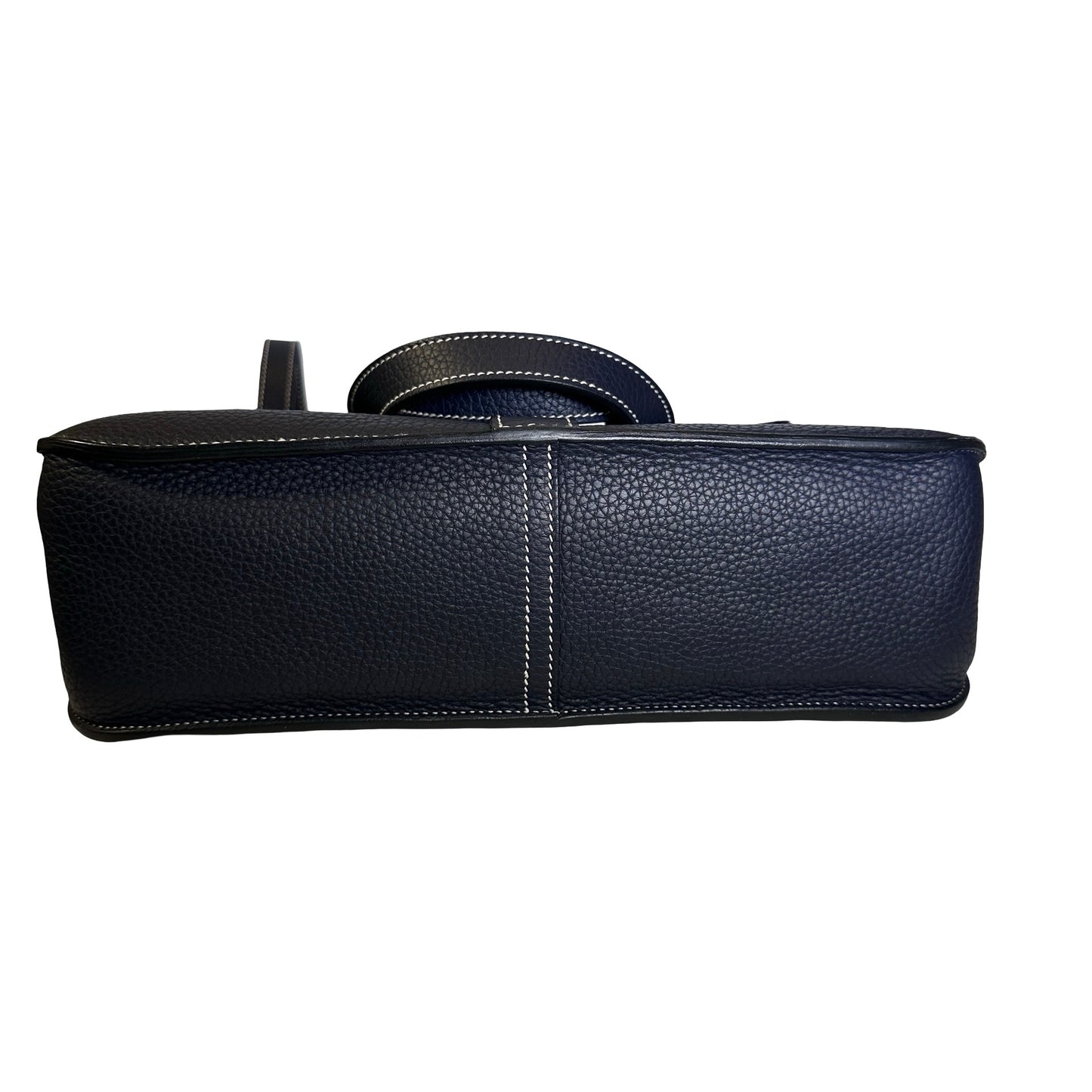 Used HERMÈS Clemence leather Halzan 31 Shoulder Bag Navy Blue PHW