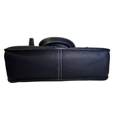 Used HERMÈS Clemence leather Halzan 31 Shoulder Bag Navy Blue PHW