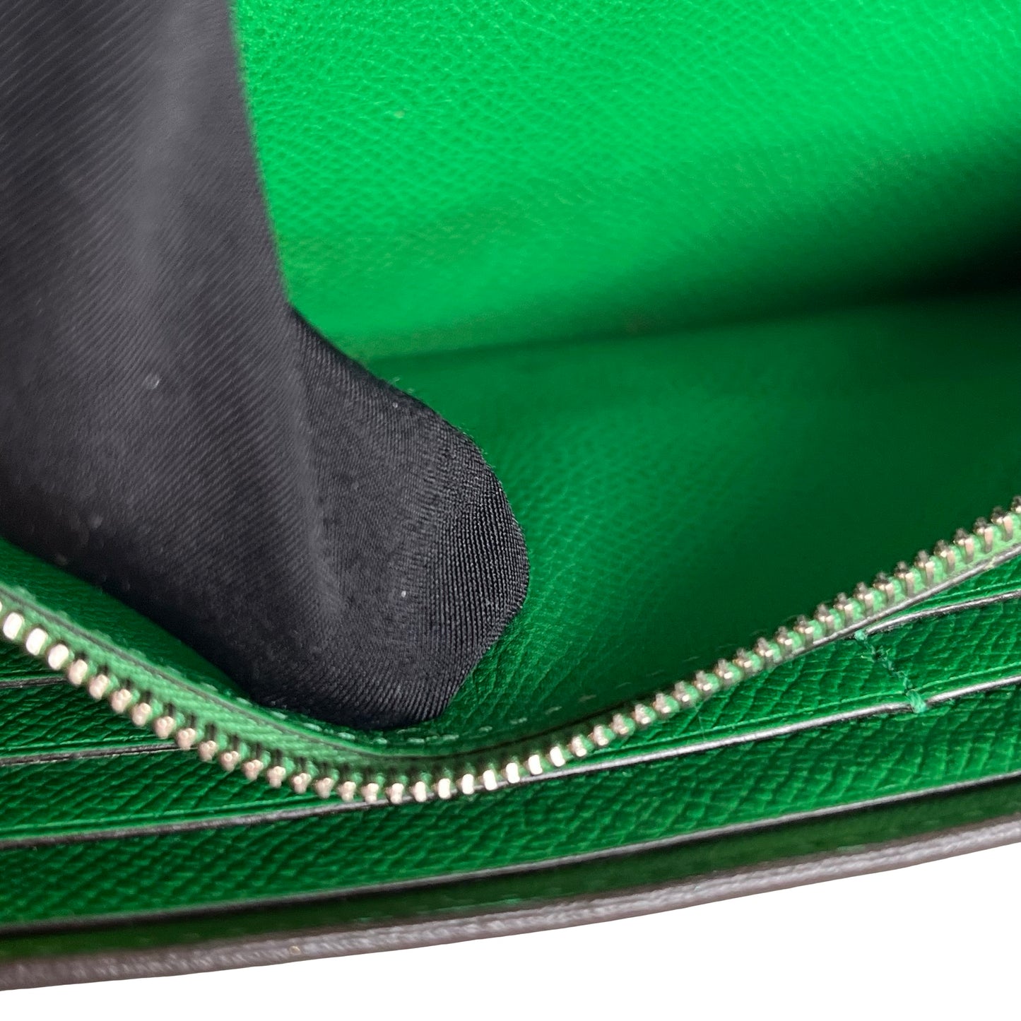 Used HERMES Epsom Calfskin Constance Long wallet Green Silver