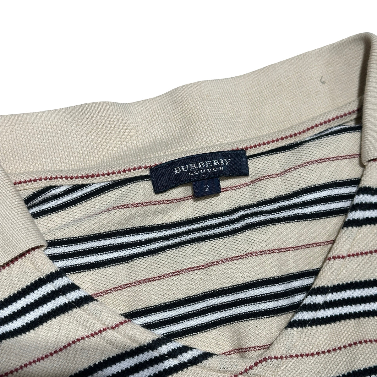 Used BURBERRY Striped Sleeveless Top Clothes Beige Black White Red