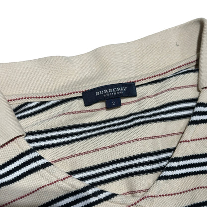 Used BURBERRY Striped Sleeveless Top Clothes Beige Black White Red