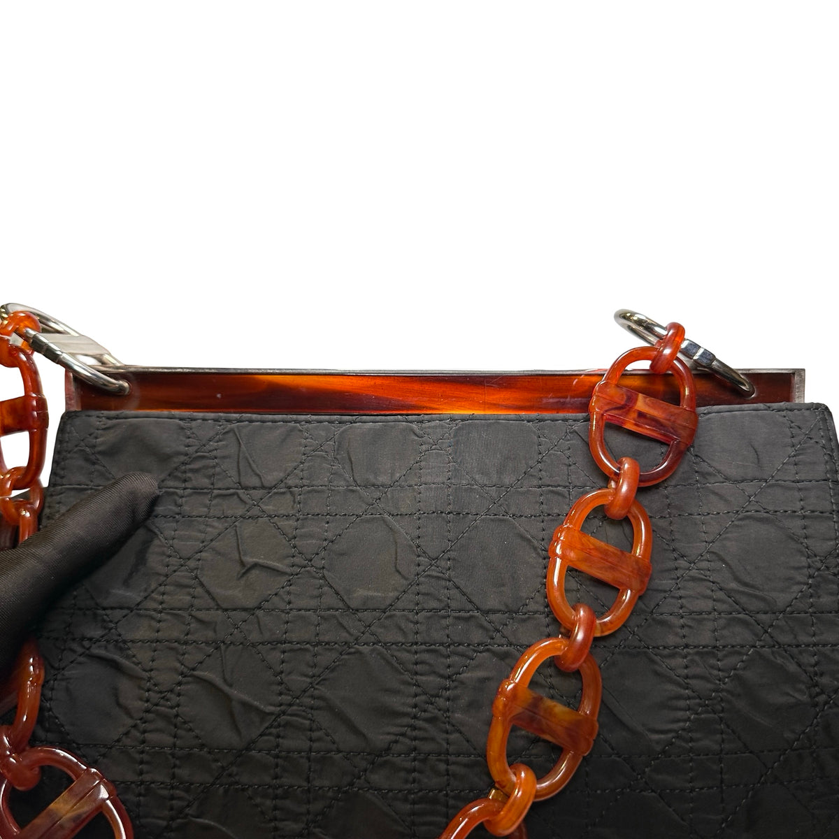 Used DIOR CANVAS Shoulder Bag Black