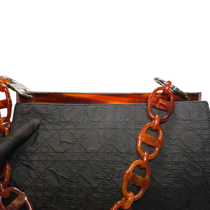 Used DIOR CANVAS Shoulder Bag Black