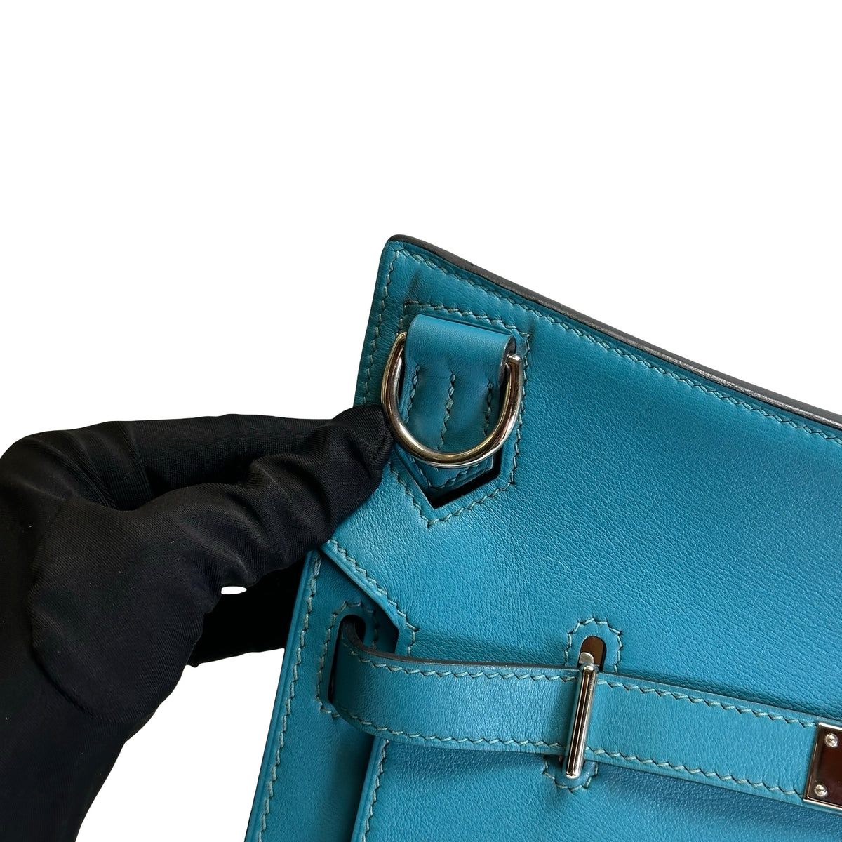 Used HERMES Swift Jypsiere 28 Shoulder Bag Bleu Jean PHW