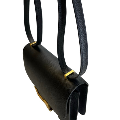 Brand New HERMES Epsom Mini Constance Cross body bag Black Gold
