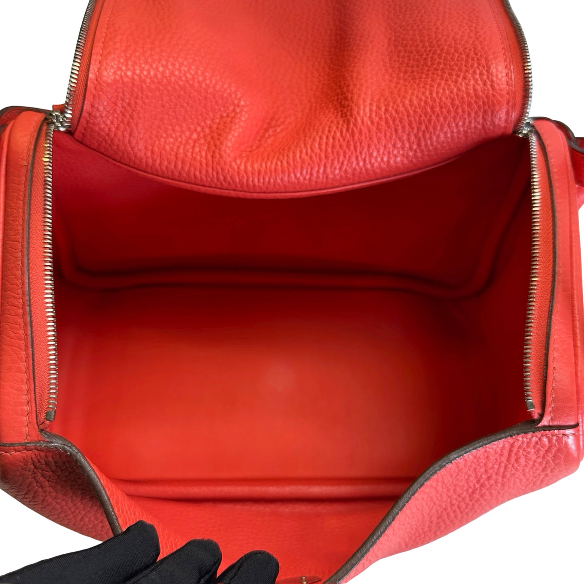 Used HERMES Clemence Lindy Handbag Pink