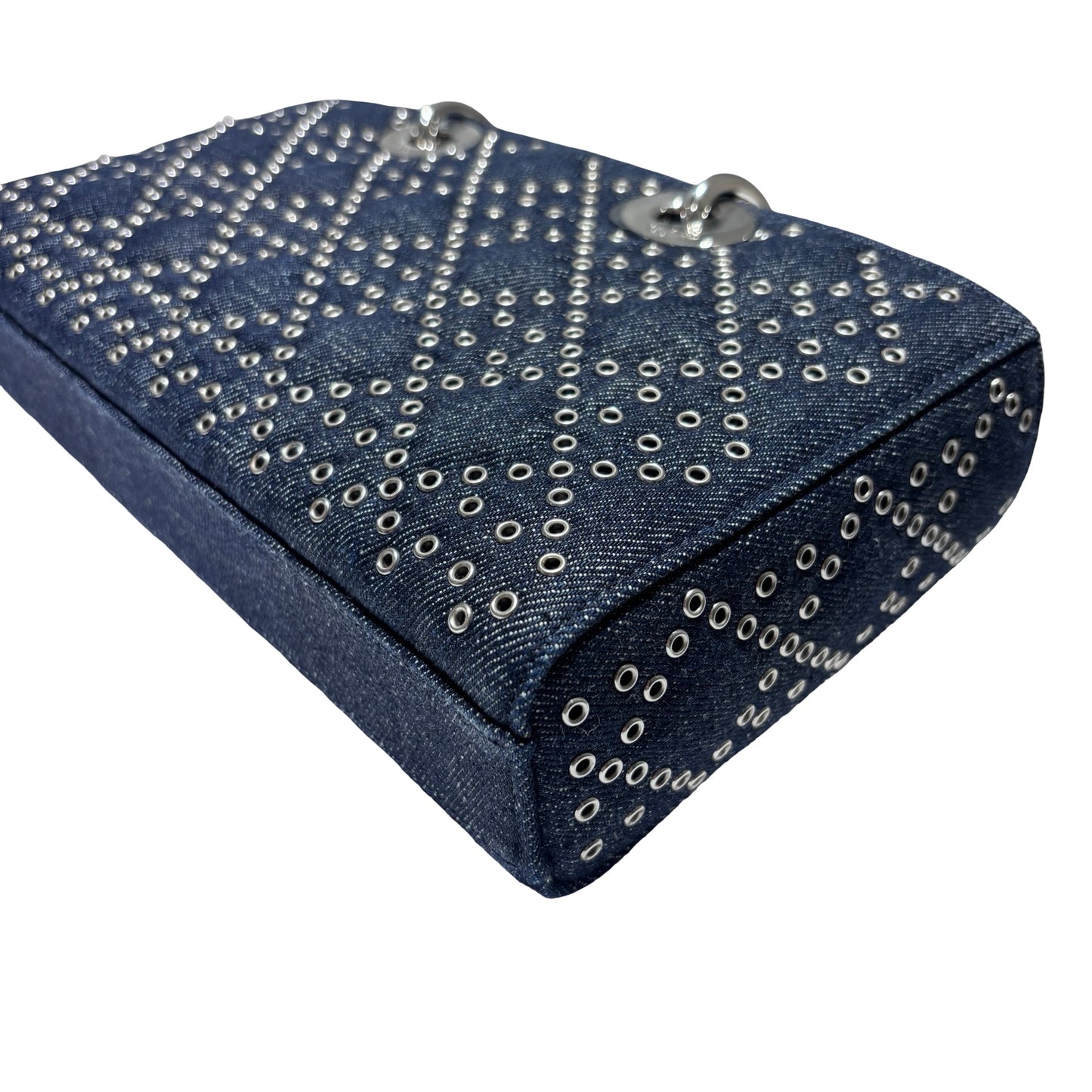 Used DIOR D-Joy Medium Handbag Navy Blue PHW