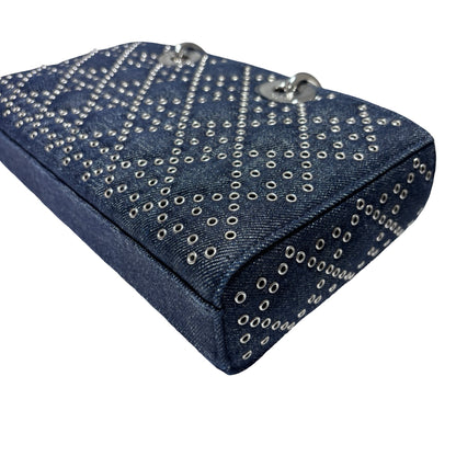 Used DIOR D-Joy Medium Handbag Navy Blue PHW