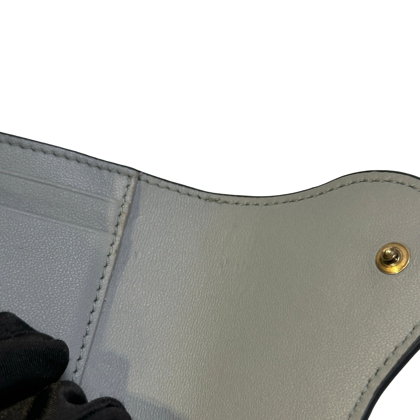 Used DIOR Grained Calfskin Saddle Lotus Wallet Wallet Grey