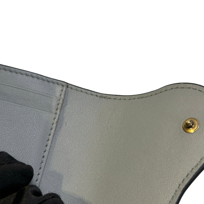 Used DIOR Grained Calfskin Saddle Lotus Wallet Wallet Grey