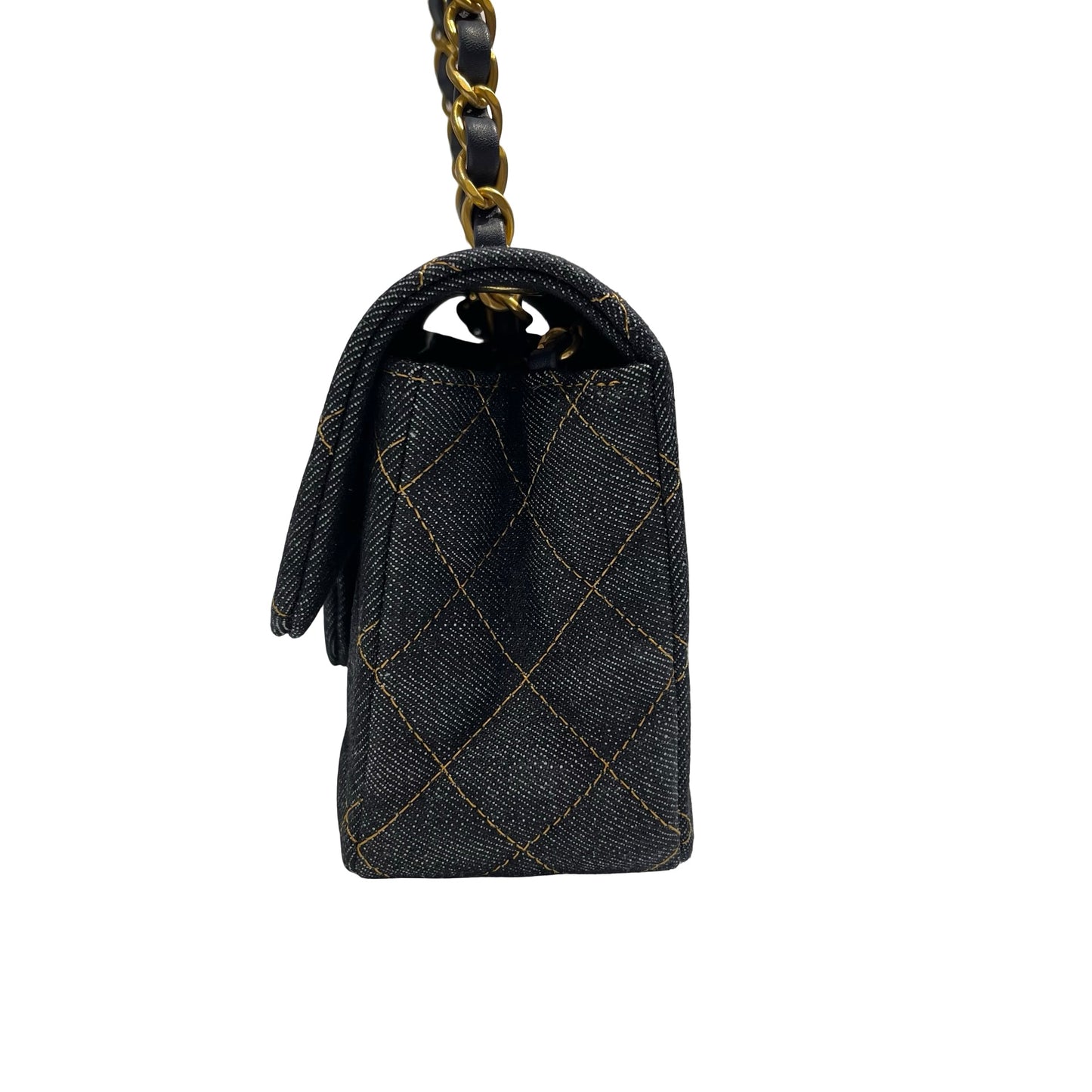 Unused Chanel Denim 20 Mini Flap Shoulder Bag Navy Blue GHW