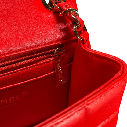 Used CHANEL Mini Flap 17cm Cross body bag Red PHW