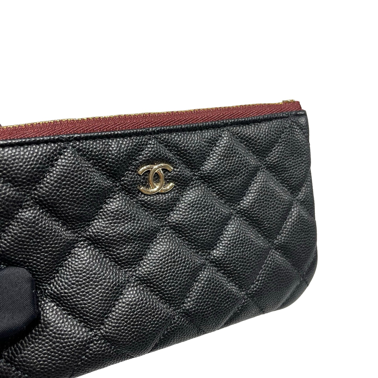 Used CHANEL Calfskin Leather  Pouch Black GHW