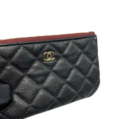 Used CHANEL Calfskin Leather  Pouch Black GHW