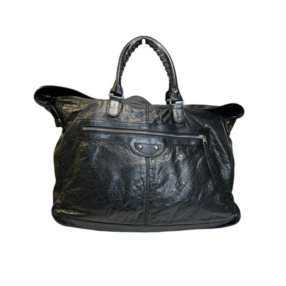 Used BALENCIAGA Leather Solid City Bag Handbag Black PHW