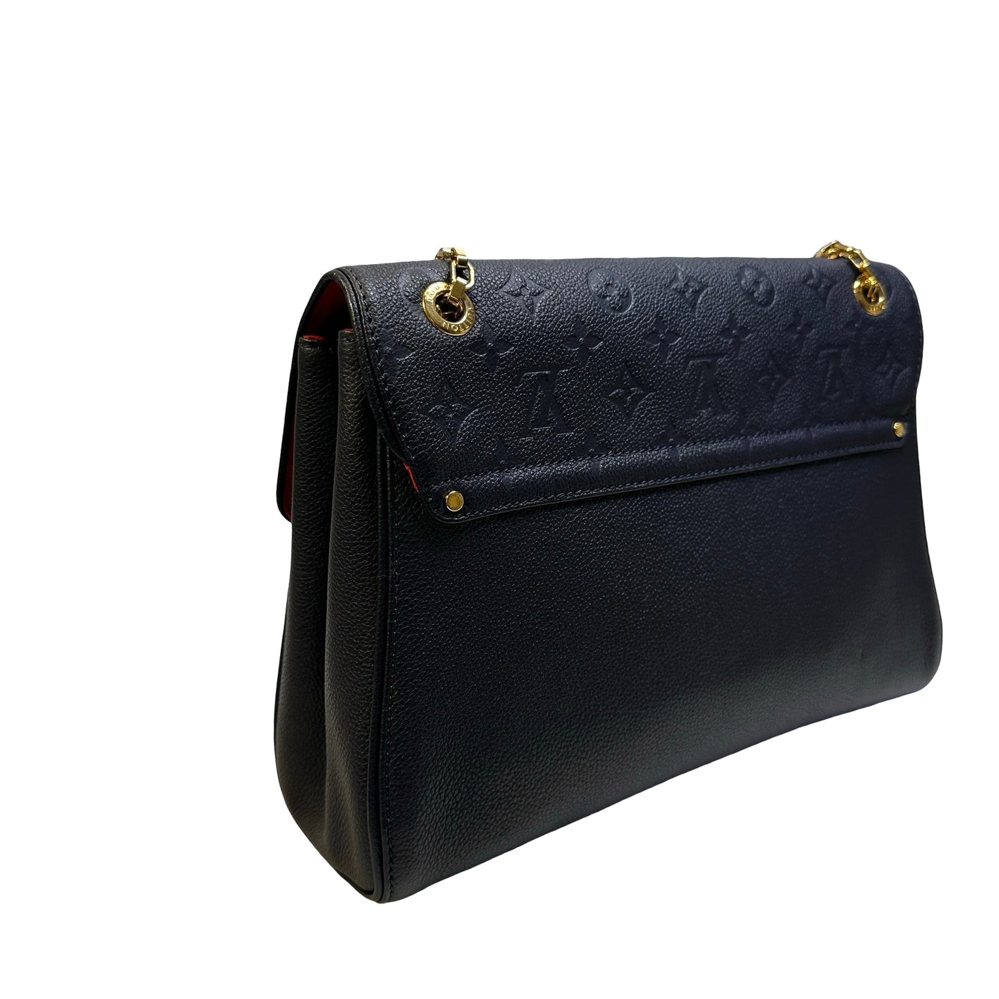 Used LOUIS VUITTON Monogram Empreinte Leather Pochette Metis Shoulder Bag Navy GHW