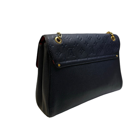 Used LOUIS VUITTON Monogram Empreinte Leather Pochette Metis Shoulder Bag Navy GHW