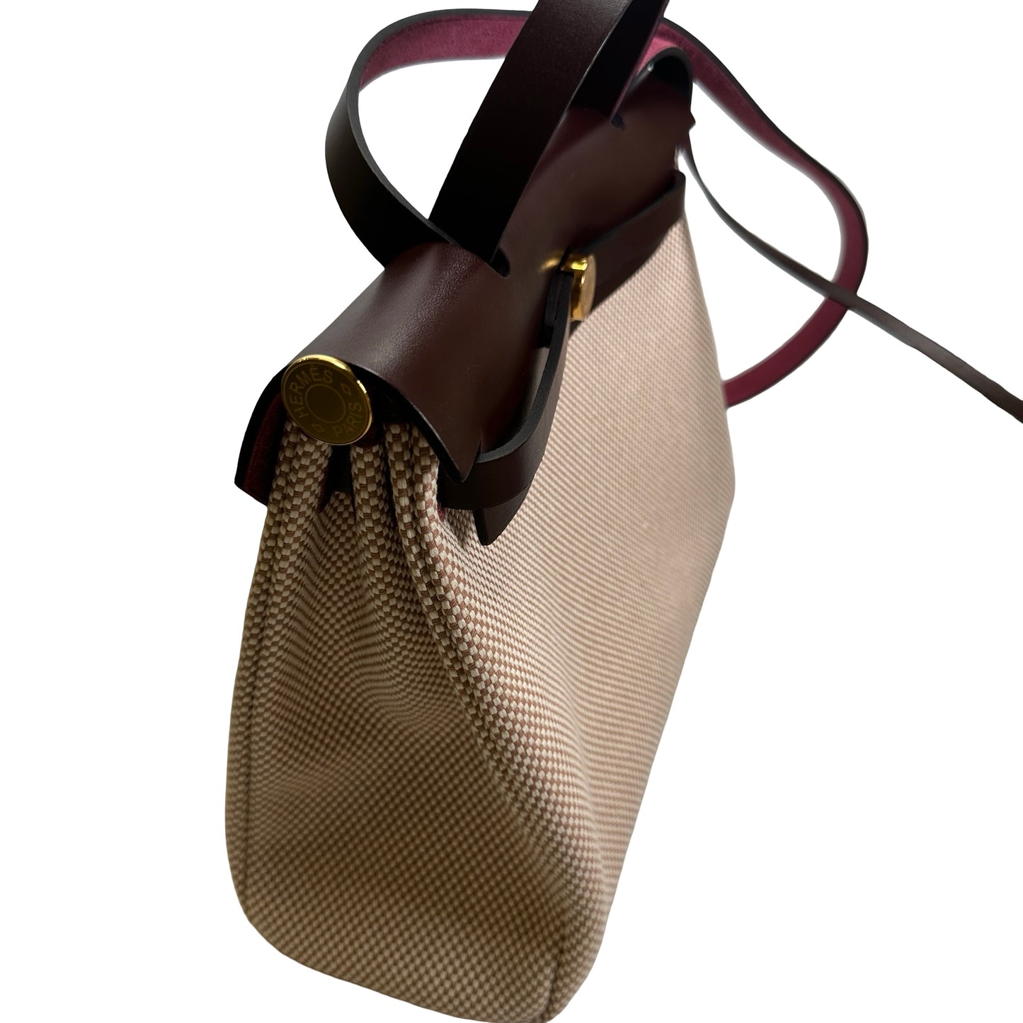 Brand New HERMES Canvas Leather Herbag 31 Handbag Beige Brown