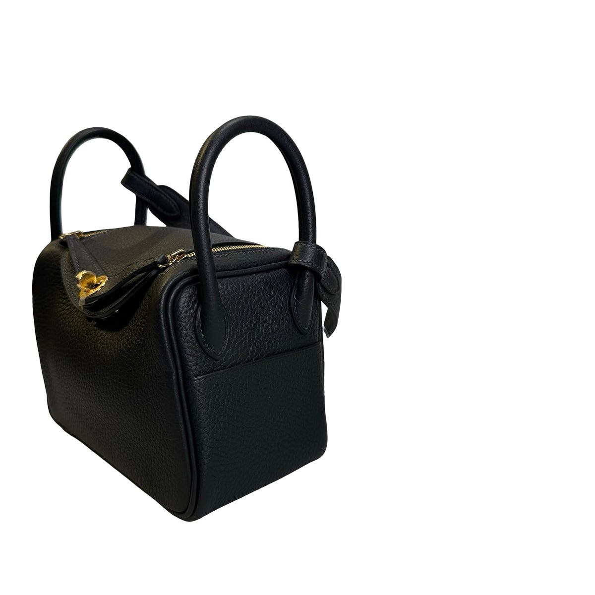 Brand New HERMES Clemence Mini Lindy Handbag Caban GHW