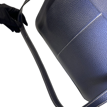 Used HERMÈS Clemence leather Halzan 31 Shoulder Bag Navy Blue PHW