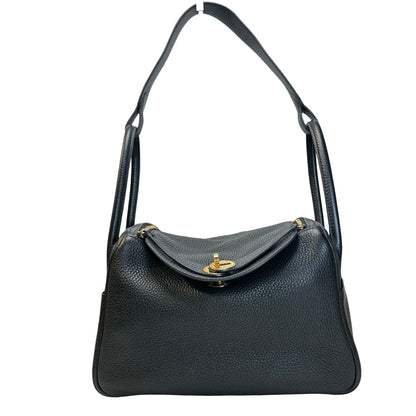 Used HERMES TC Lindy 26 Handbag Black GHW