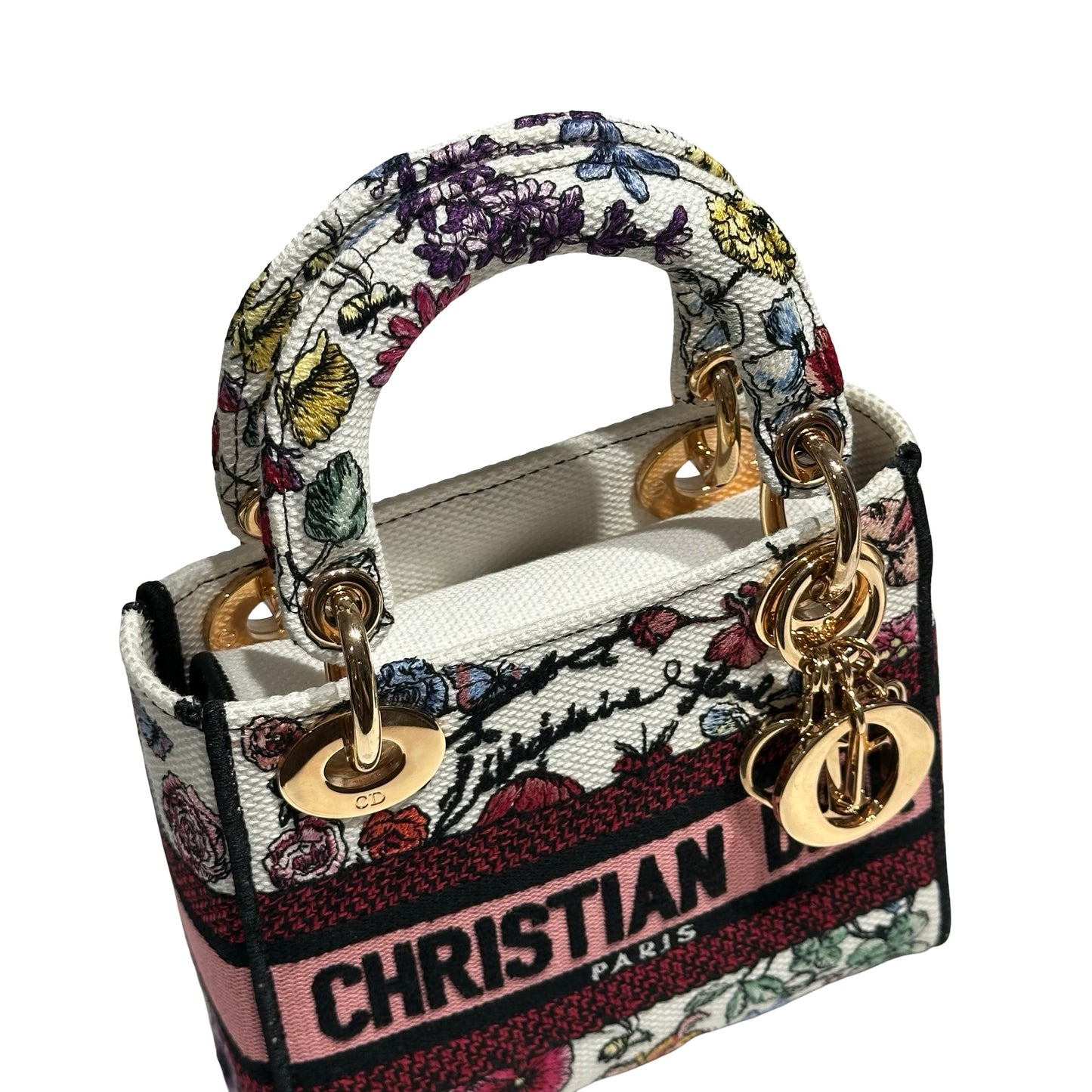 DIOR MINI LADY D-LITE CANVAS MULTICOLOR FLORILEGIO EMBROIDERY GHW [3000163]