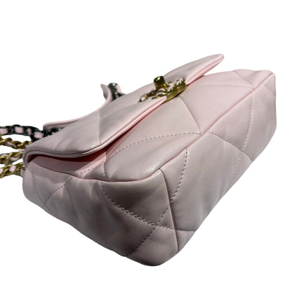 CHANEL 19 SMALL SIZE BABY PINK GHW CHAIN SHOULDER BAG[3001185]
