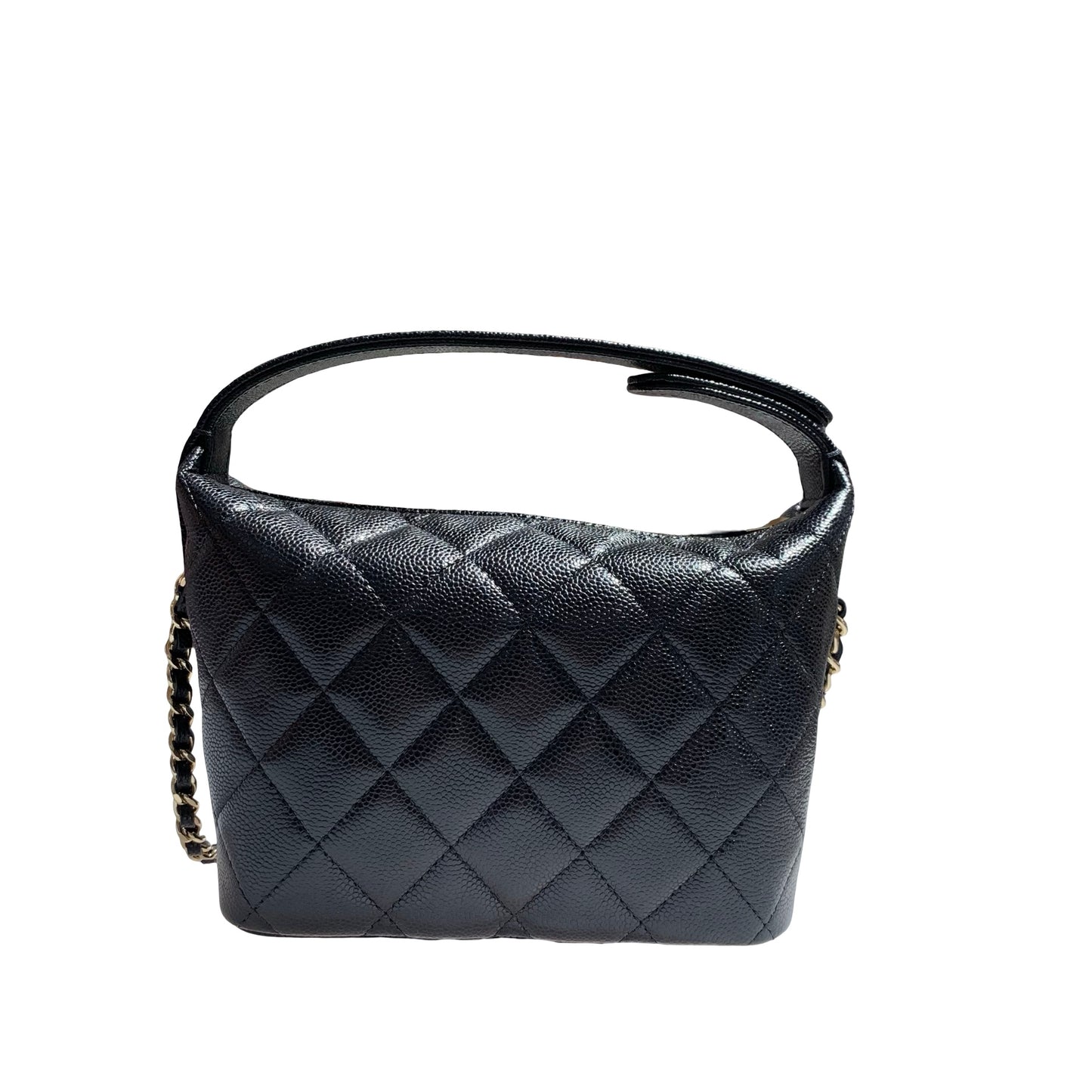 CHANEL HOBO BLACK CAVIAR GHW CHAIN SHOULDER BAG [3000582]