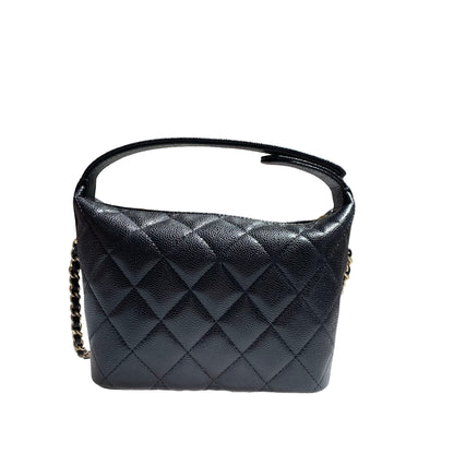 CHANEL HOBO BLACK CAVIAR GHW CHAIN SHOULDER BAG [3000582]