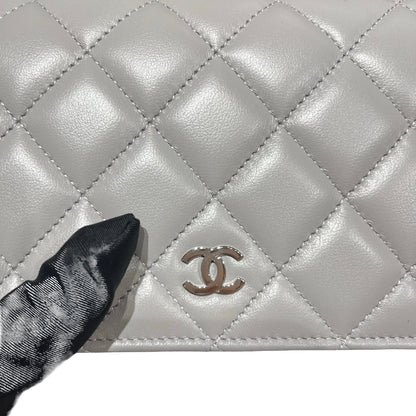 CHANEL GREY PHW WALLET ON CHAIN [3000626]