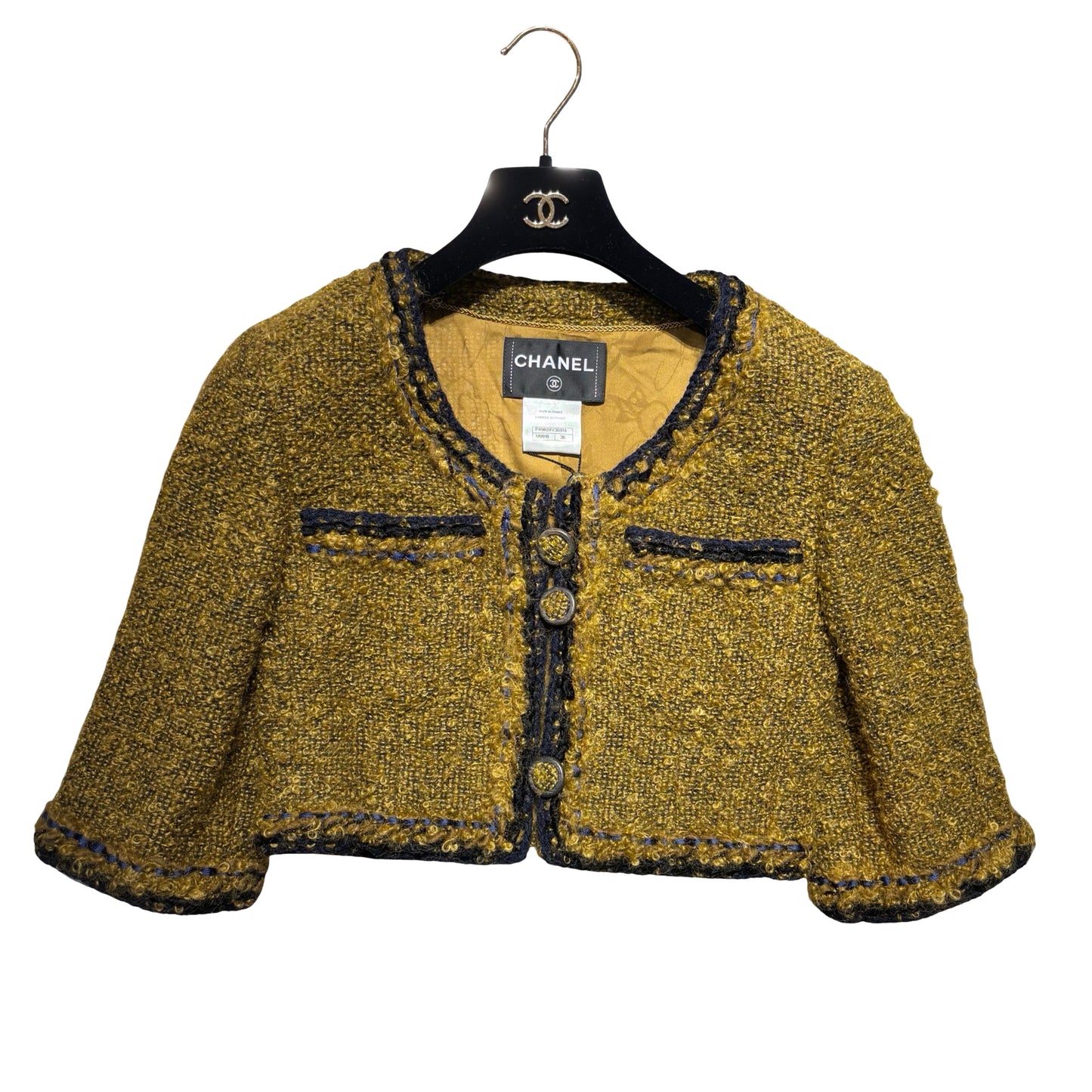 CHANEL YELLOW CROPPED TWEED JACKET [3000262]