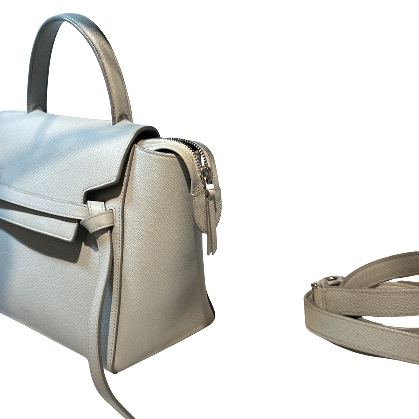 Used CÉLINE Belt Shoulder Bag Grey PHW