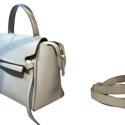 Used CÉLINE Belt Shoulder Bag Grey PHW