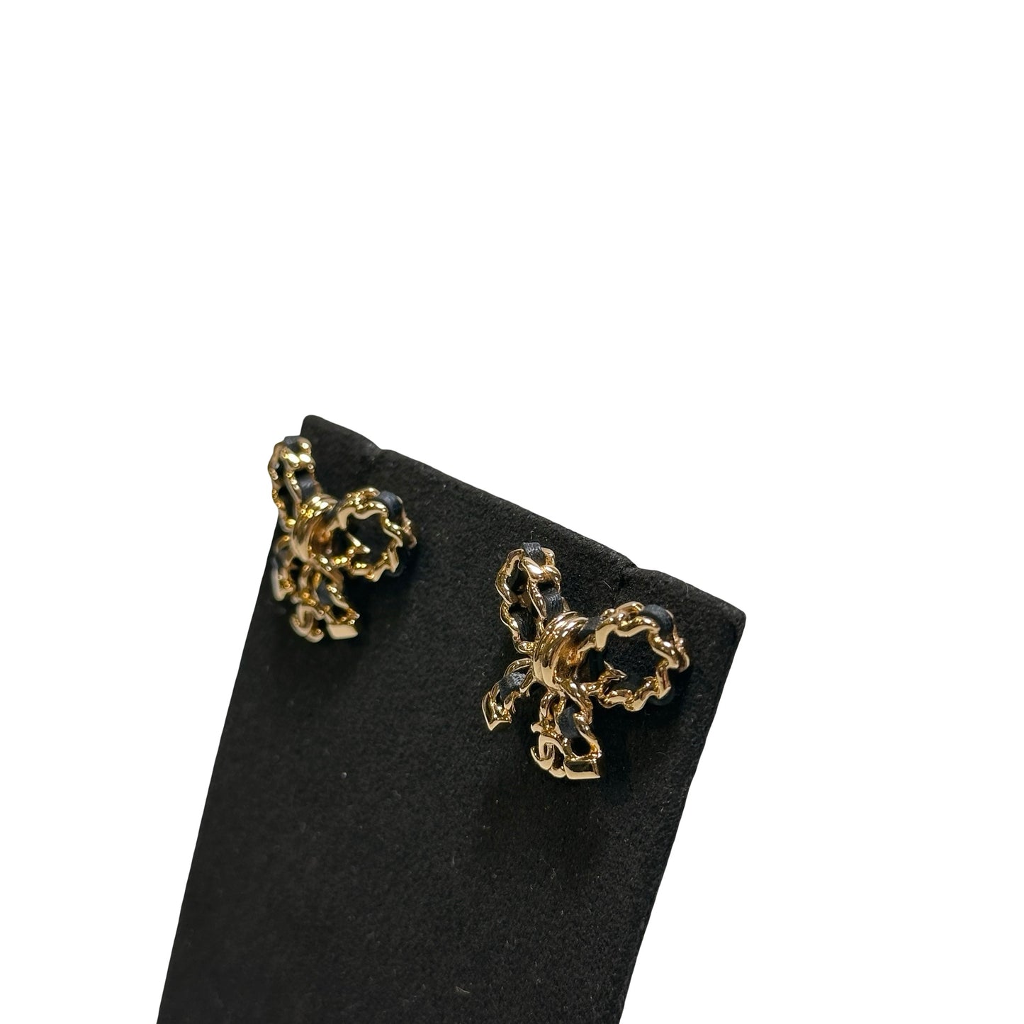 Used Chanel Lambskin Leather Earrings GHW