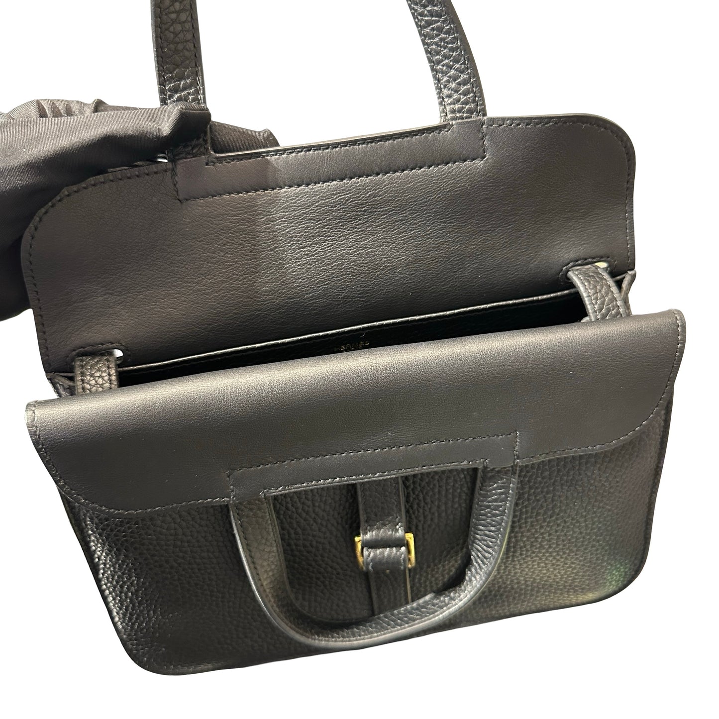 Used Hermès Halzan Shoulder Bag Black GHW