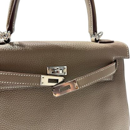 Used HERMÈS Kelly 25 Two Way Shoulder Bag Etoupe (18) PHW