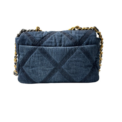 Used CHANEL Denim Blue Used Chanel 19 Small Cross Body Bag