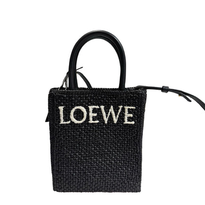 Used LOEWE RAFFIA TOTE Cross Body Bag Black