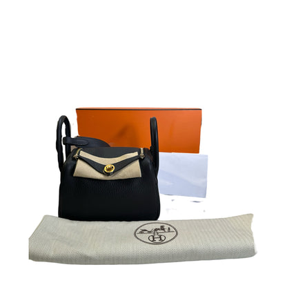 Brand New HERMES Clemence Mini Lindy Handbag Caban GHW