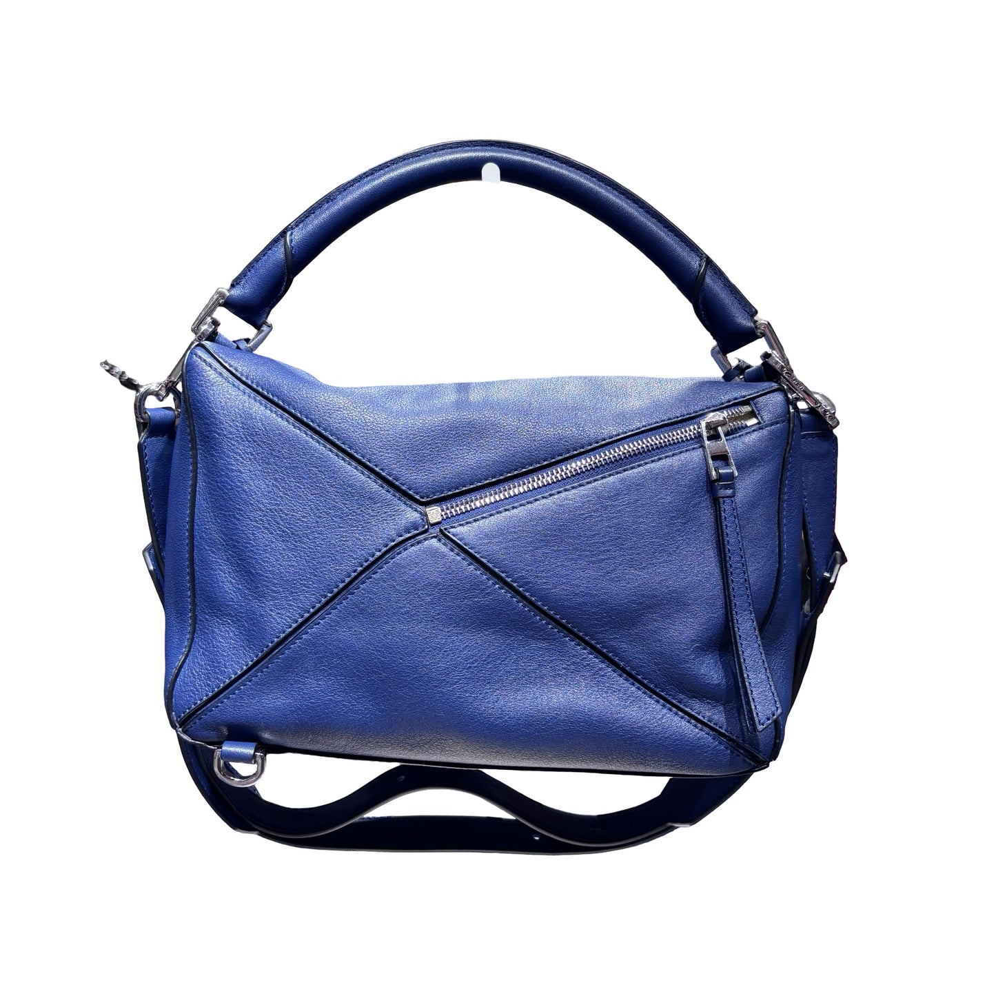Used LOEWE Calfskin Leather Puzzle Crossbody Bag Navy Blue PHW