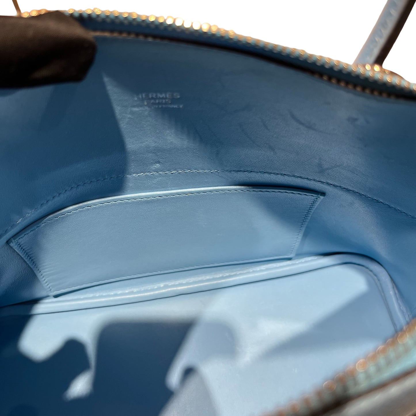Used HERMÈS BOLIDE 27 Two Way Shoulder Bag Blue PHW
