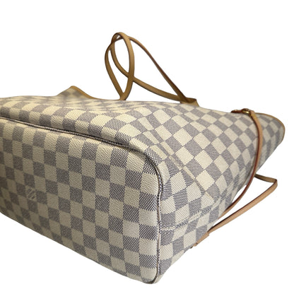 Brand New LOUIS VUITTON Damier Azur Neverfull Tote Bag White Blue