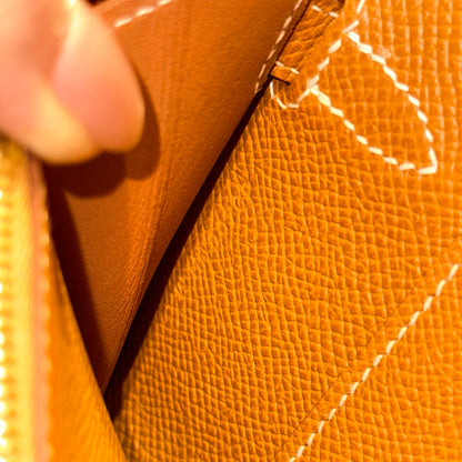 Used HERMÈS Epsom Leather KELLY. TO GO Cross Body Bag Gold (37) GHW