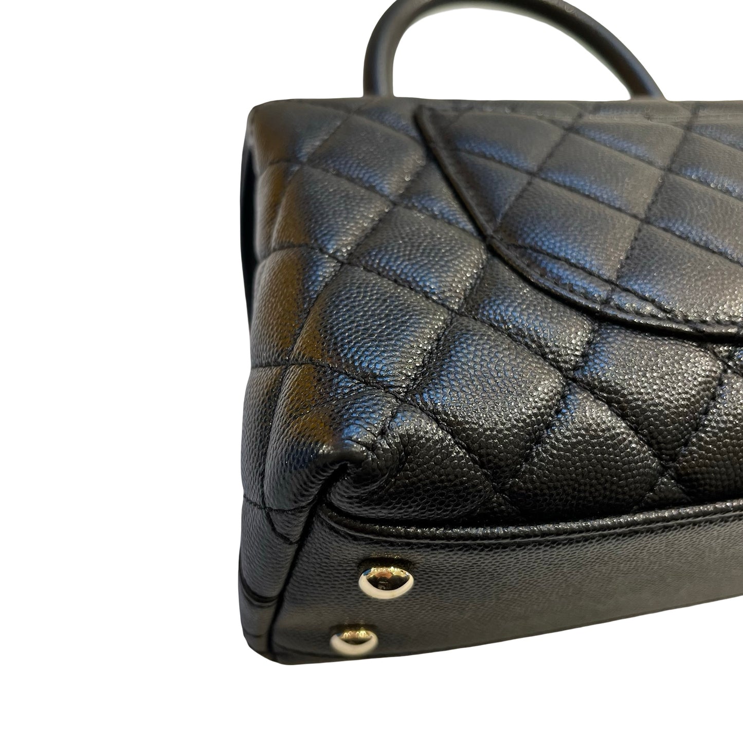 Used CHANEL Calfskin Leather Coco Handle small Handbag Black PHW