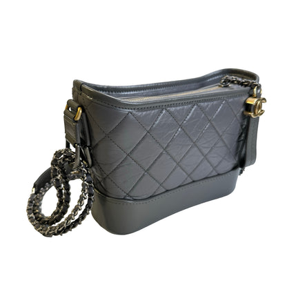 Used CHANEL Quilted Leather Gabrielle Hobo Bag Grey