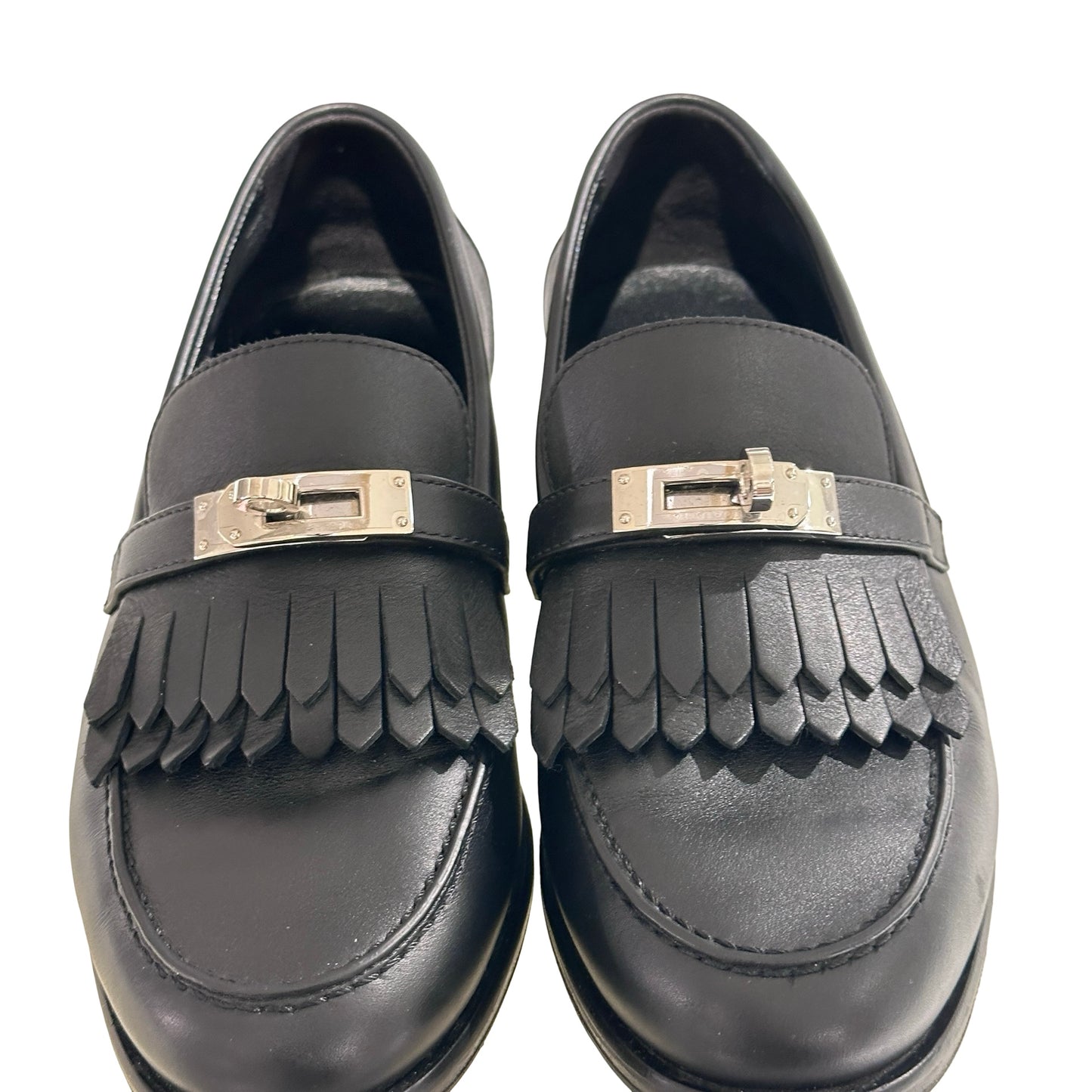 Used HERMÈS Kelly buckle loafers Shoes Black PHW