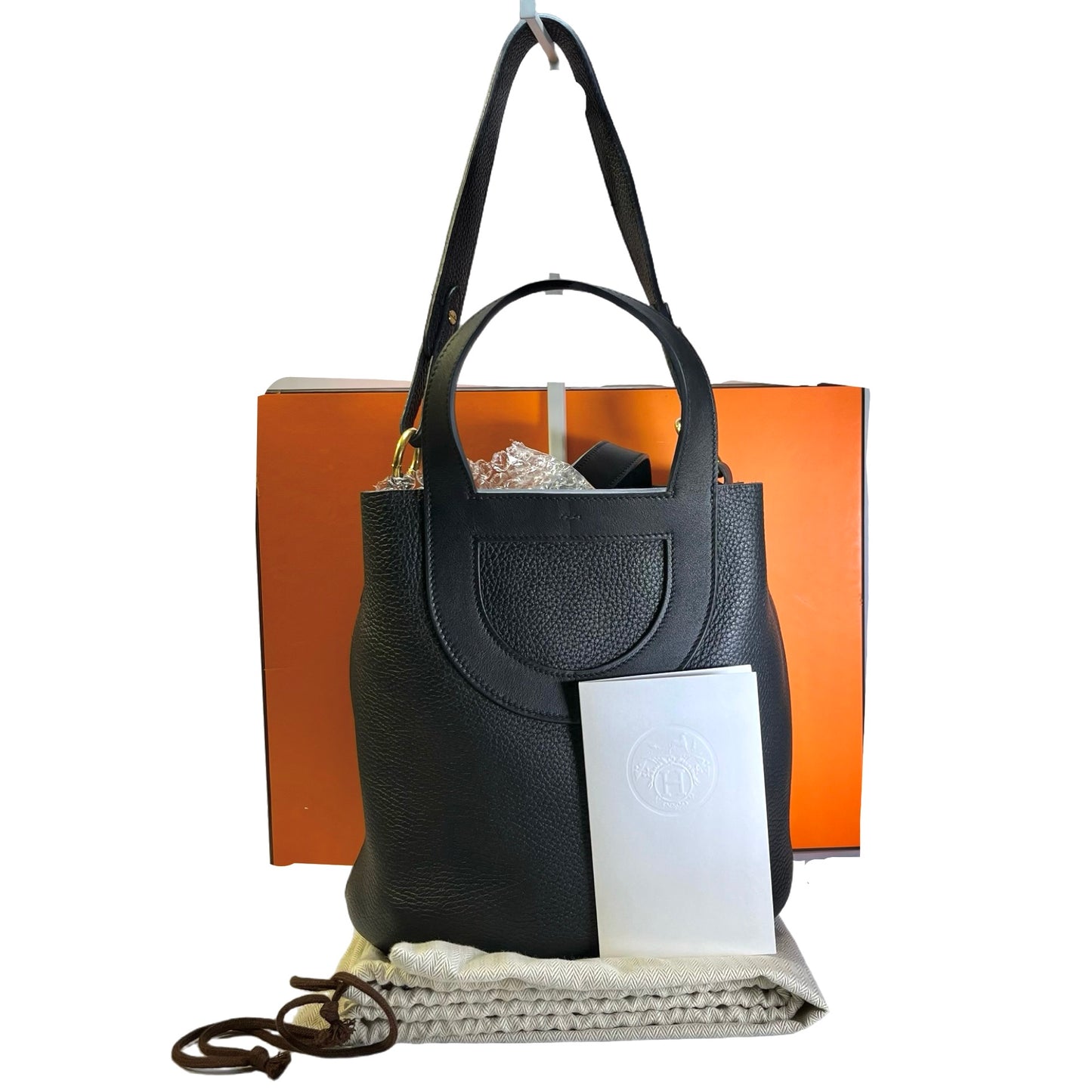 HERMES Clemence Swift In the Loop Bucket Bag Black GHW