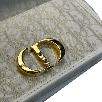 Used DIOR Dior Oblique Leather 30 Montaigne Shoulder Bag White Beige