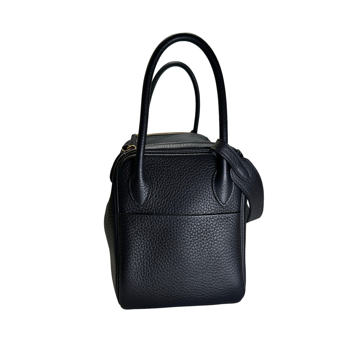 Used HERMES Leather Lindy 26 Handbag Navy GHW